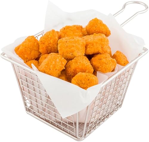 Miniatura 1 de Cesta para freír de 8.3 x 5 pulgadas, 1 cesta cuadrada de fritura francesa, rejilla de gofre, grande, cesta de pescado y patatas fritas de acero