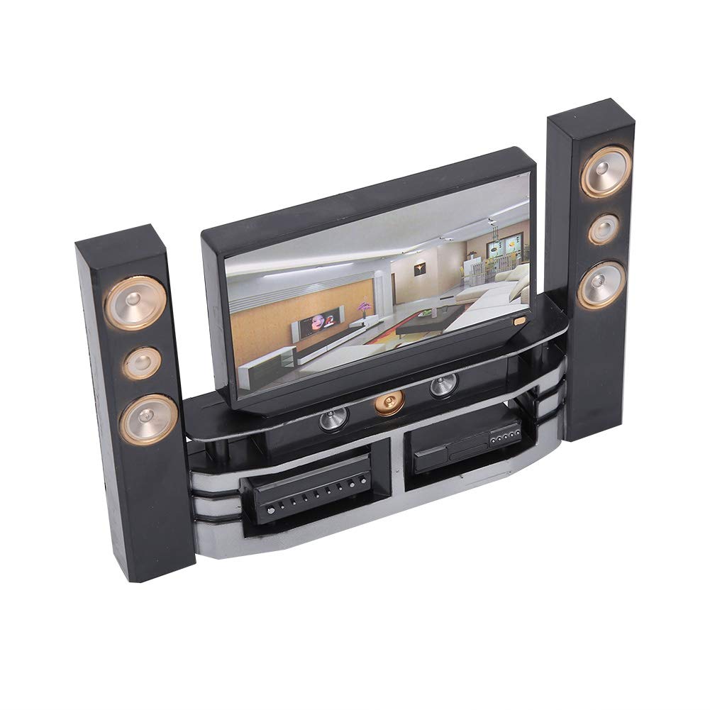 Miniature Television Cabinet Furniture Set for Dollhouse,Plastic,20.5x3x13.7cm,Suitable for 11.5in 30cm Dolls
