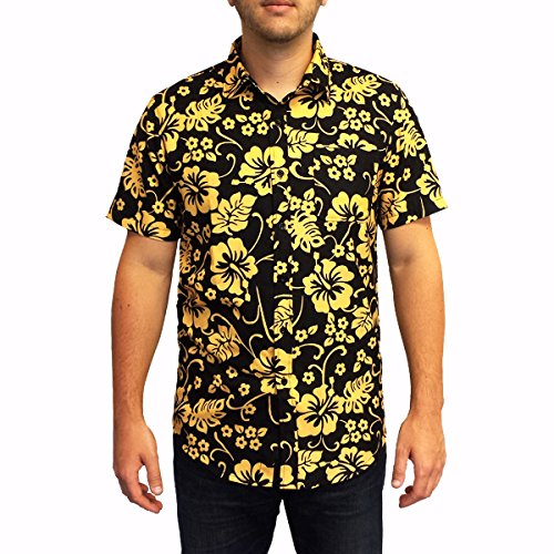 Raoul Duke Floral Shirt - Costume & Everyday Wear - Hawaiian Men's Short Sleeve Button Up - Hunter Las Vegas Movie - Black