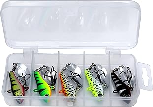 RUNYU 5 Pcs Rotating Fishing Lures 20 g Artificial Spinning Baits, UV Spoons Fishing Accessories