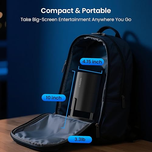 Miniatura 9 de Proyector con WiFi y Bluetooth, mini proyector portátil con batería recargable incorporada para exteriores, compatible con 1080P, enfoque eléctrico