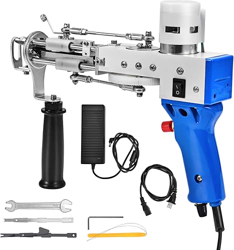 Pistola eléctrica de acolchonamiento de alfombras de pelo cortado, kit de iniciación de máquina de acolchonamiento de alfombras, 0.276-0.827 in, azul
