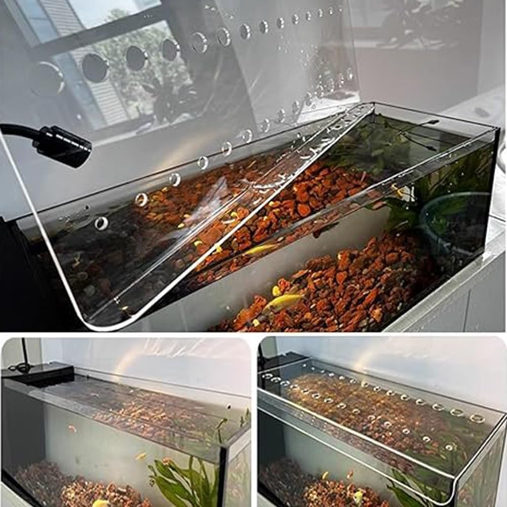 Couvercle d'aquarium en acrylique transparent avec trou d'air, couvercle de terrarium découpable, design résistant aux sauts