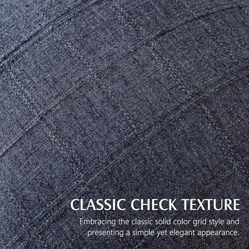 Image of Foindtower Set of 1 Decorative Linen Check Throw Pillow Cover Neutral Farmhouse Vintage Cushion Cover Modern Boho Home Decor for Sofa Chair Couch Bedroom Living Room,24x24 Inch,Navy Blue