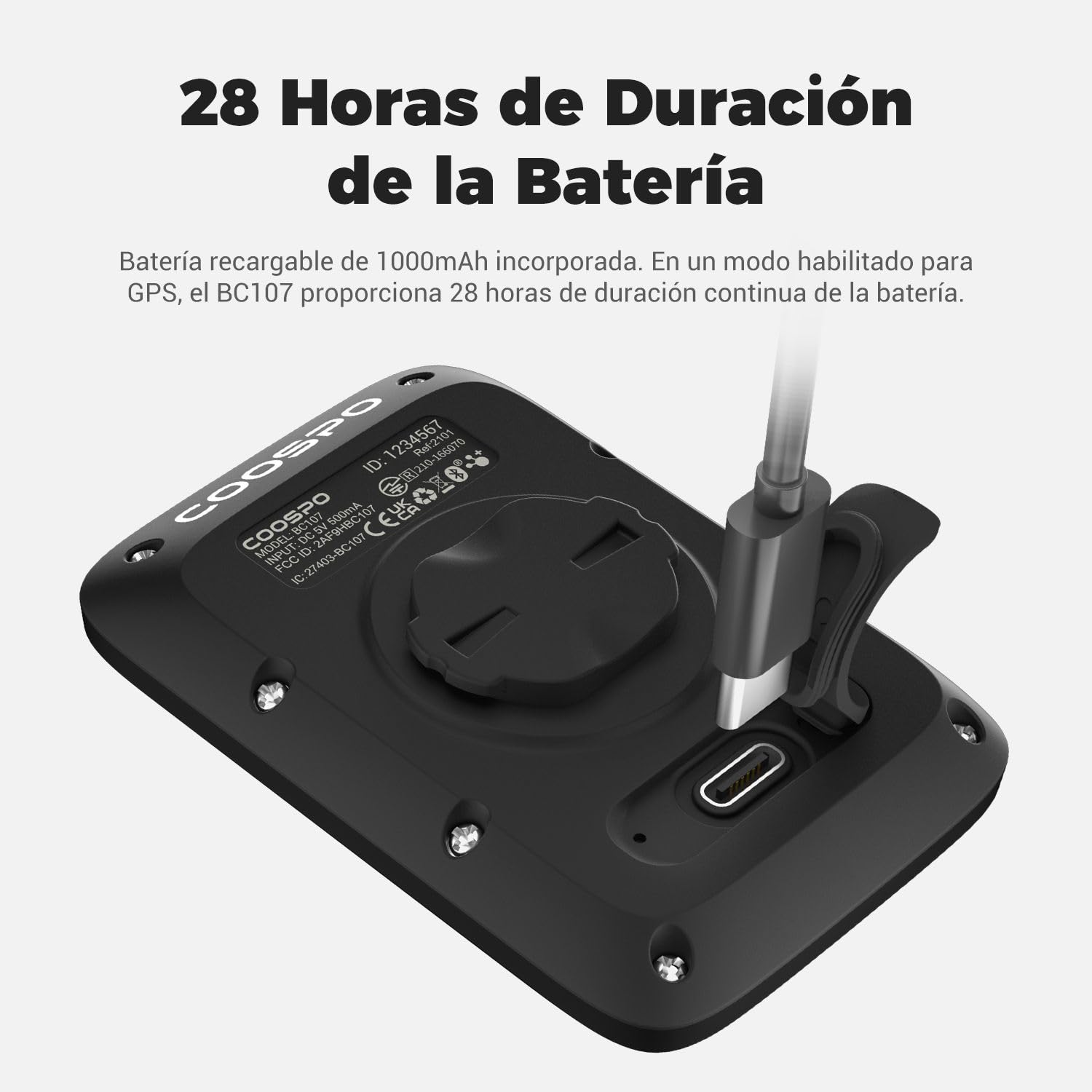 COOSPO BC107 GPS Computadora de Bicicleta Ant+/ BLE5.0, Ciclocomputador Bici Inalambrico IP67 Impermeable de 2,4" Retroiluminada Autonomía Pantalla