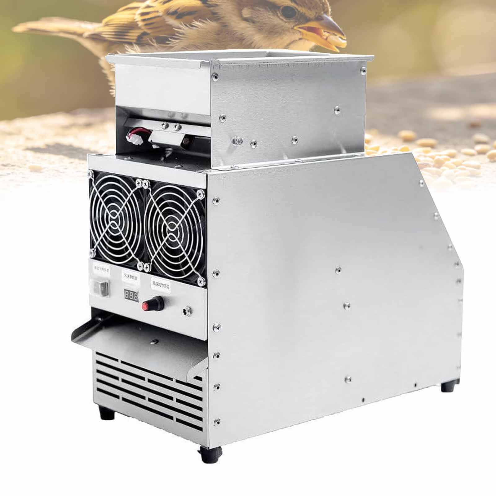 ZephPerton Electric Cereals Blown Shell Splitter, Bird Feed Shell Blowing Machine, Adjustable Speed Fan, 30-40 kg/H Productivity, Stainless Steel for Millet Miscellaneous Grains Melon Seeds Beans