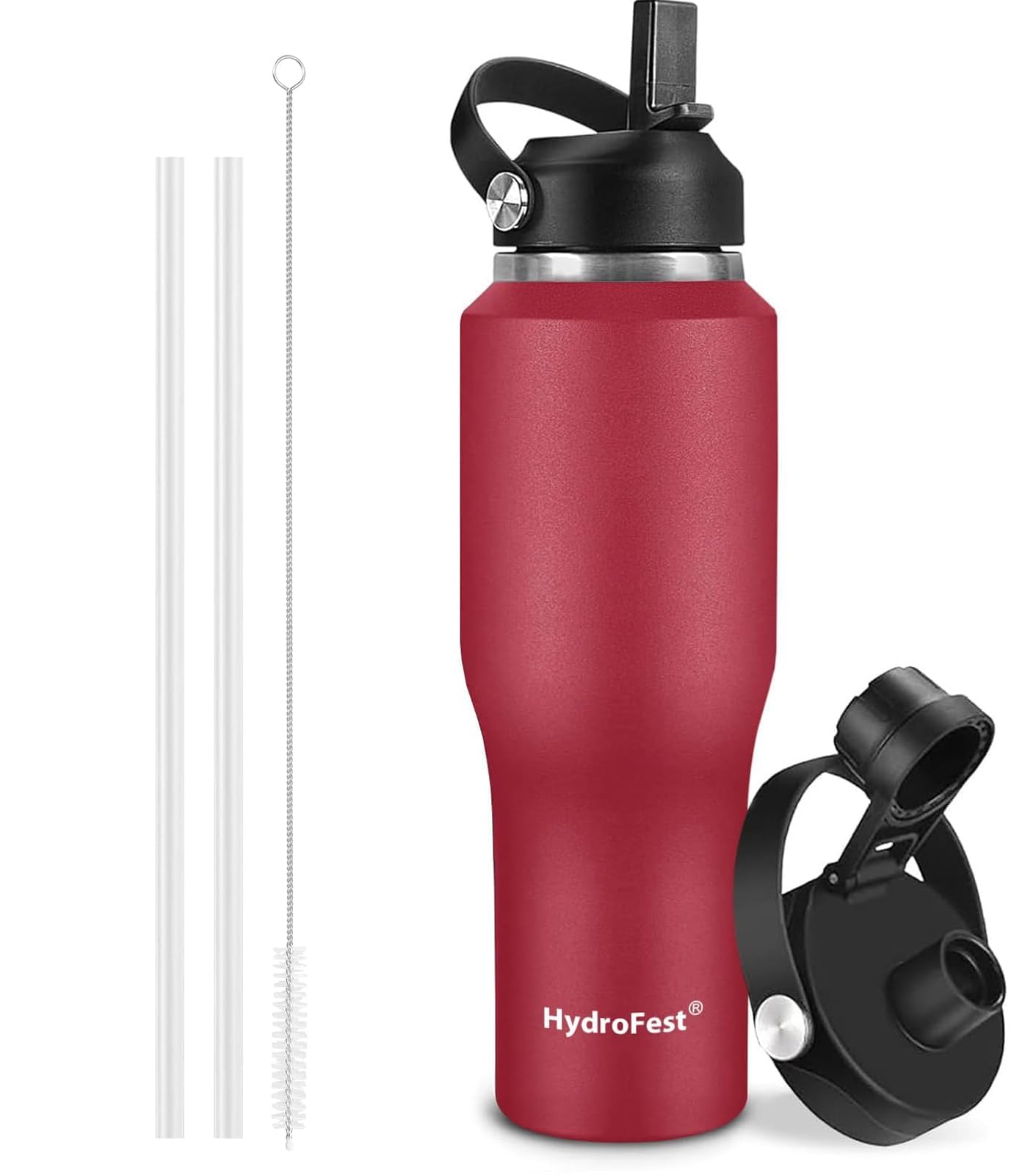 32 oz Insulated Water Bottle with Straw Fit in Car Cup Holder