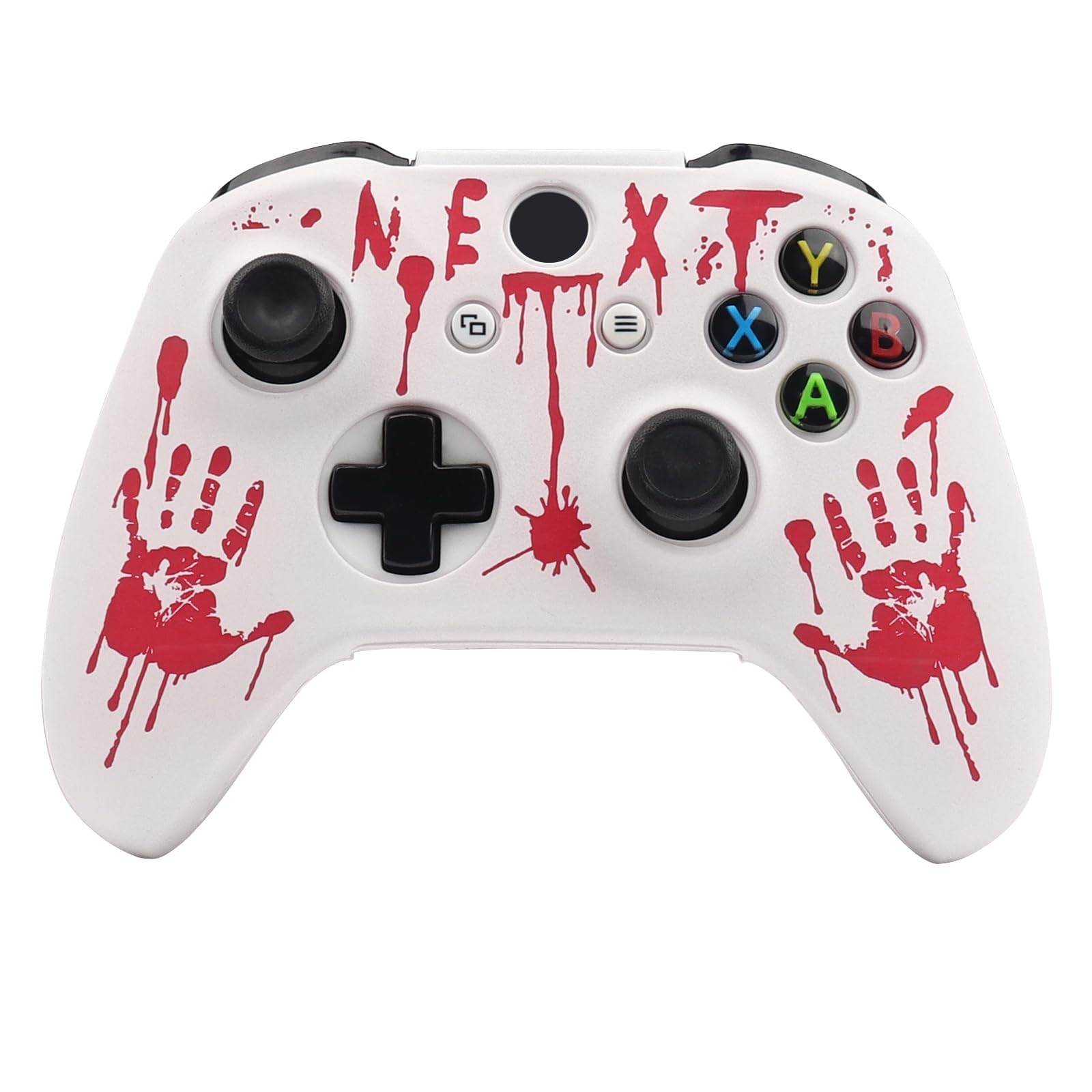 RALAN Laser Blood Handprint Design Controller Skin mit 4 Daumen Griffe für Xbox One, Anti-Rutsch-Silikon-Controller-Abdeckung Schutzhülle kompatibel für Xbox One S/X Gamepad Joystick