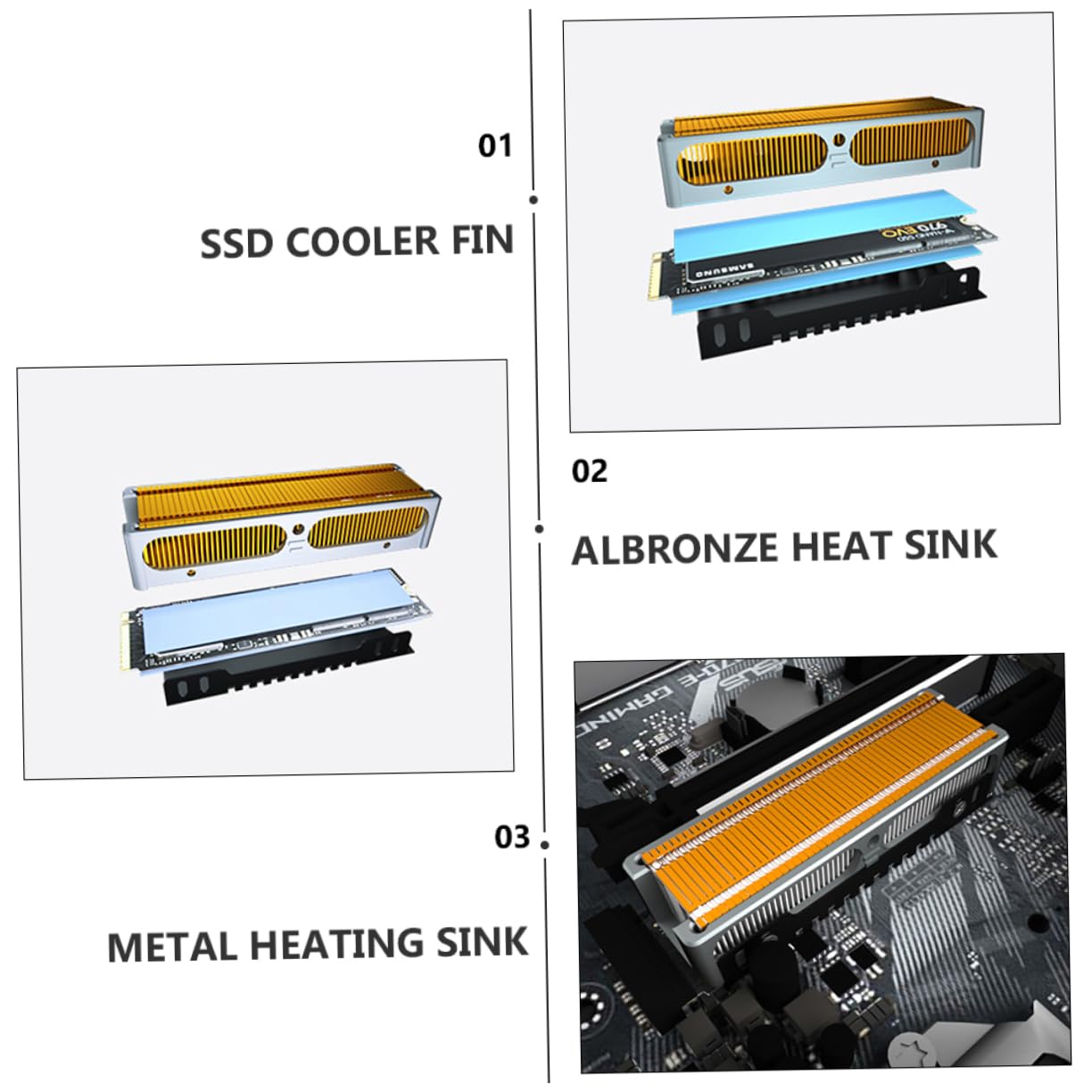 Tofficu 2 Pezzi Dissipatore Calore Per SSD Dissipatore Calore Per Computer Aletta Raffreddamento Dissipatore Calore Per A Stato In Metallo Per