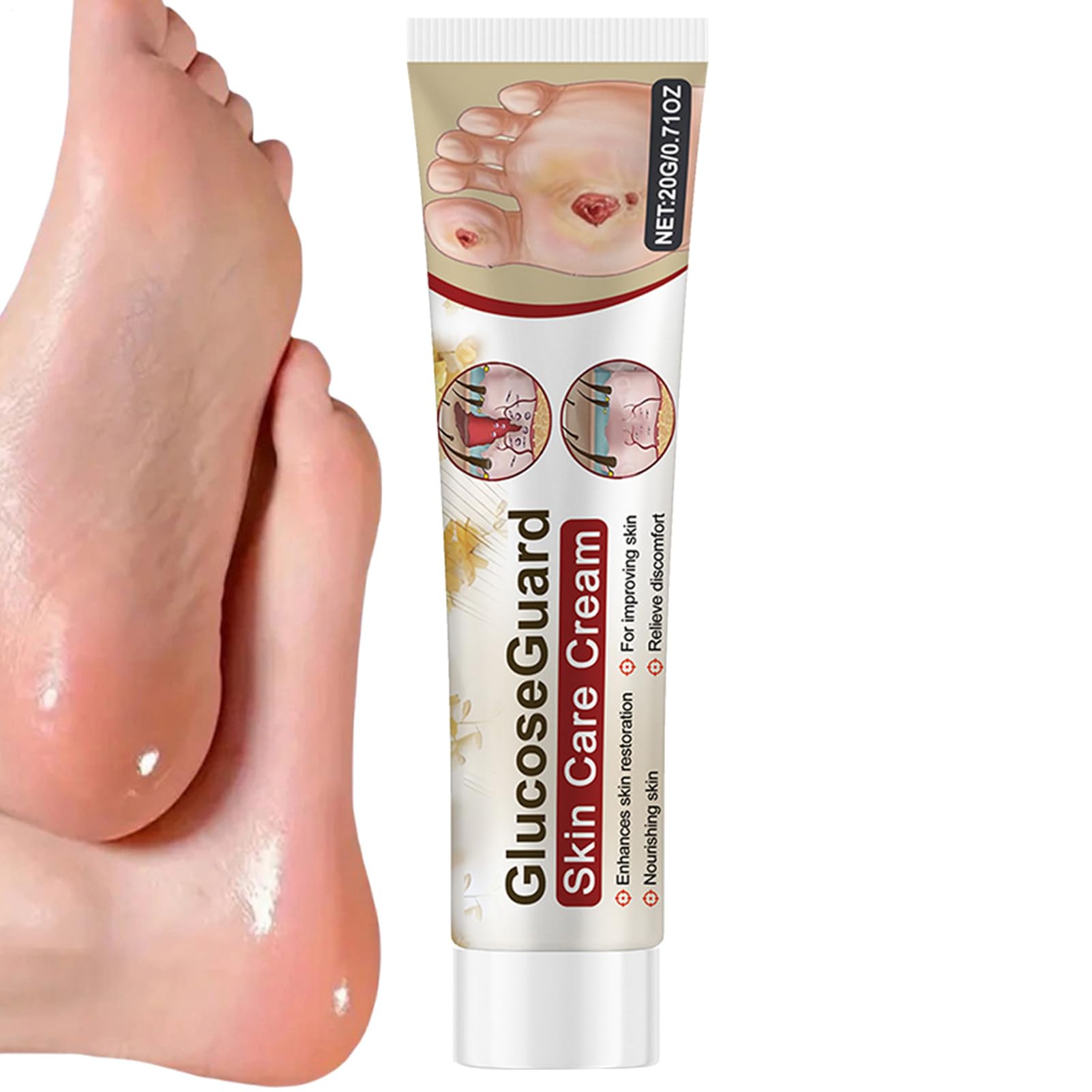 Dry Foot Cream, Repair Ointment with Stable Build, 20g Moisturizing Accent with Compact Stylish, Skincare Accessories for Post-Shower Use, Summer Travel, Elderly, Athletes, Men, and Women Daily Care