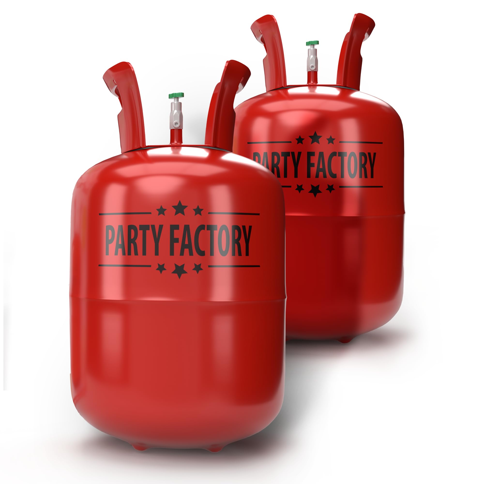 Party Factory – Helium Tank 2x37 liq.gal for up to 40 assorted balloons (latex, LED & foil) – Party birthday decoration disposable gas cylinder – bendable filling valve – For decorative occasions