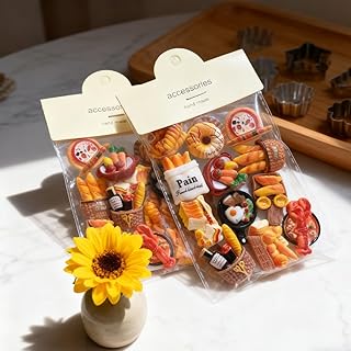 12-Pcs Food Magnets Set, Miniature Bread and Tart Designs with Strong Magnetic Backing for Refrigerator Organization and Decorative Display, Cute Magnetics for Fridge and Metal Surfaces(Egg Tart)