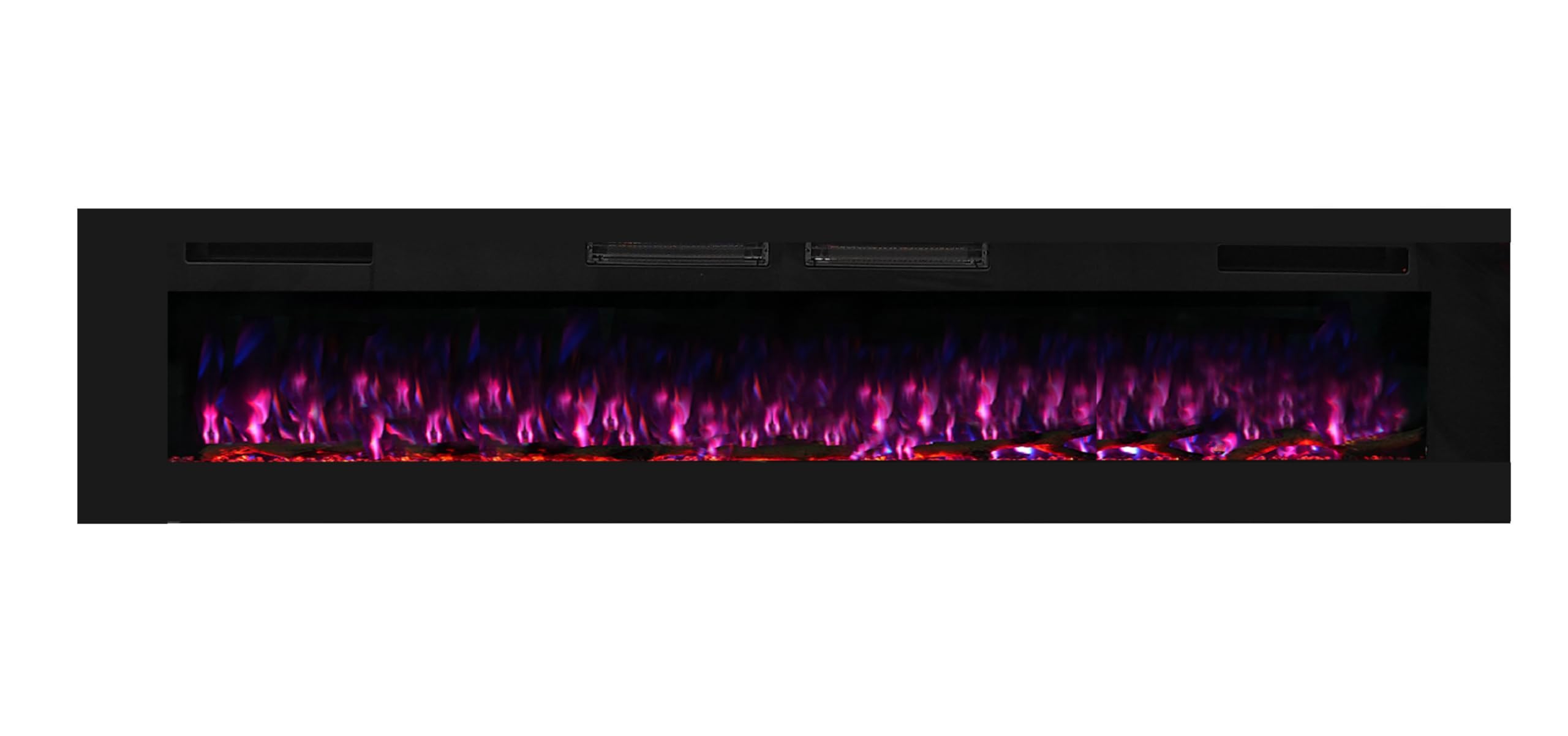 Crystal 72 - Camino elettrico da parete | 183 cm | 3 colori di legni e fiamme | Termostato 750/1500 W | Riscaldamento confortevole| Schermo tattile | Telecomando | Timer