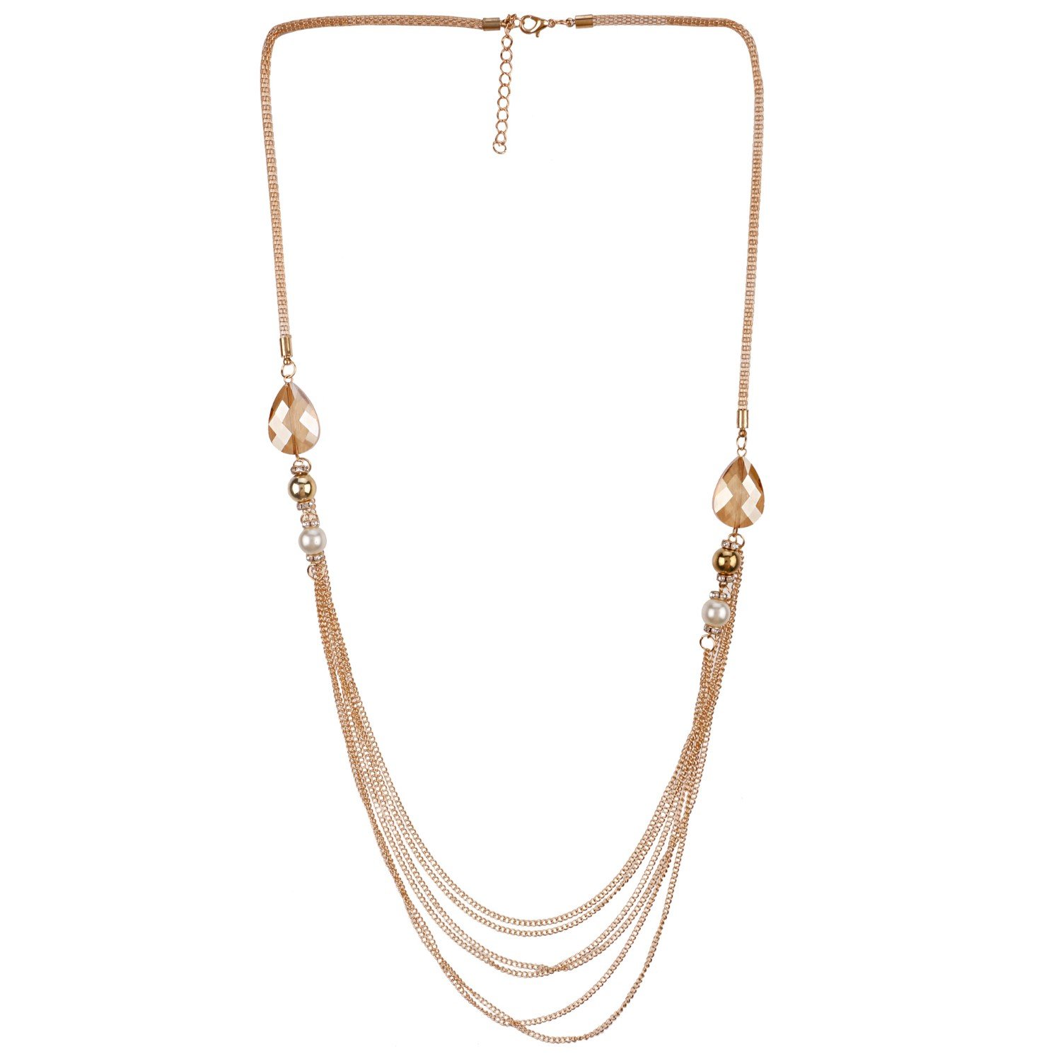 Efulgenz Trendy Stylish Fancy Party Wear Multilayered Long Chain Statement Necklace Women and Girls