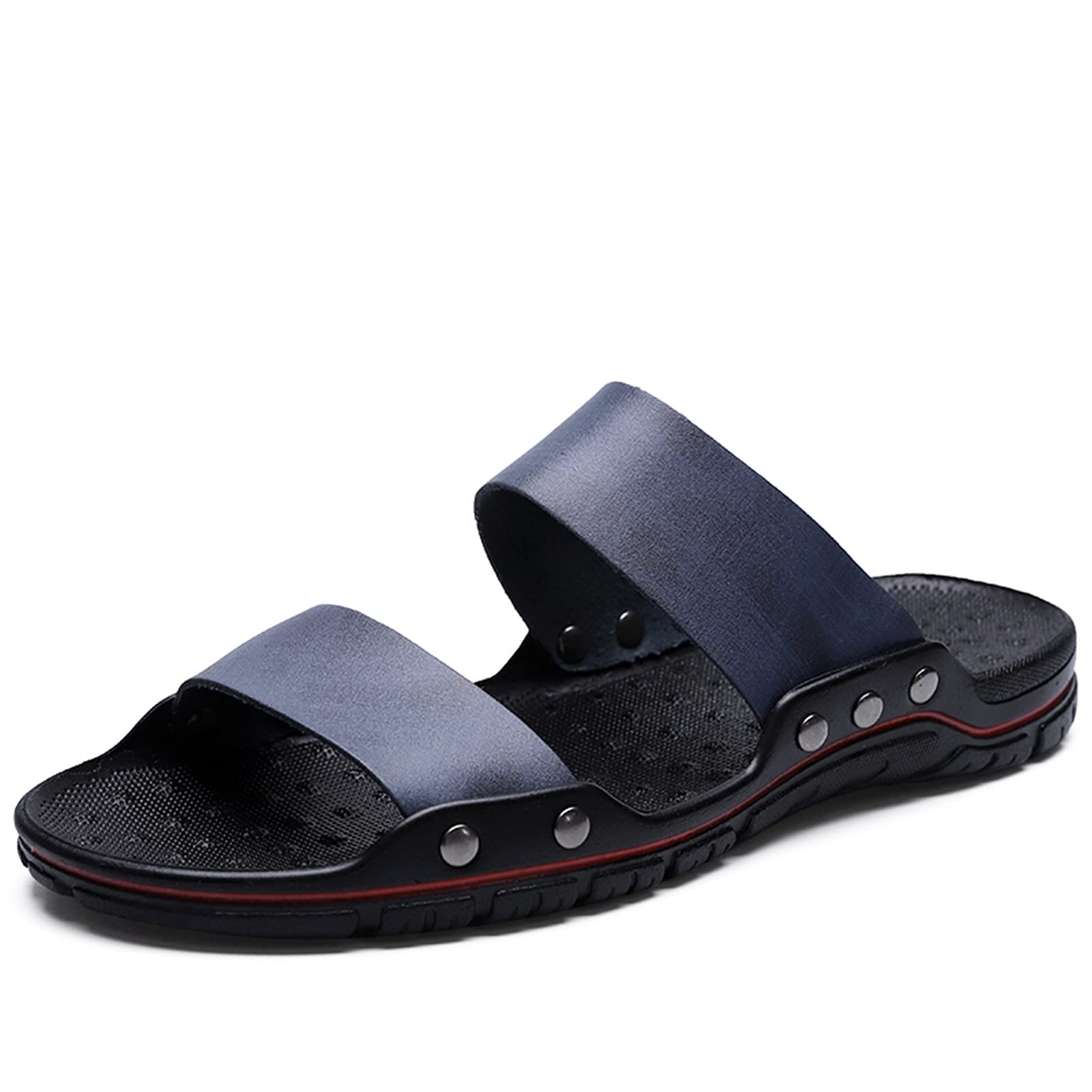 LIWENCUI- الصنادل للرجال Jackanapes بات الجلود تنفس غير حلز (Color : Blue, Size : 43 EU)