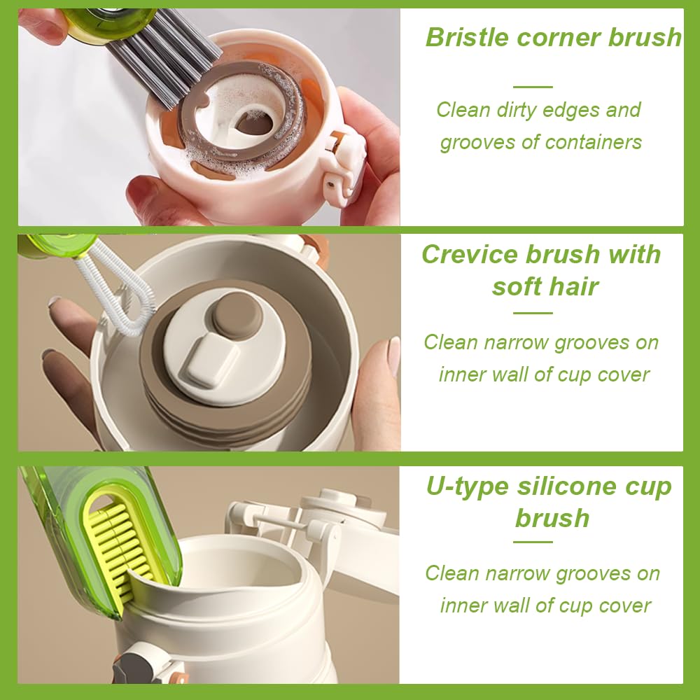 Set Pulizia Bottiglie E Cannucce | Spazzola Multifunzione 3-in-1 + 5 Spazzoline Per Cannucce - Foto 14