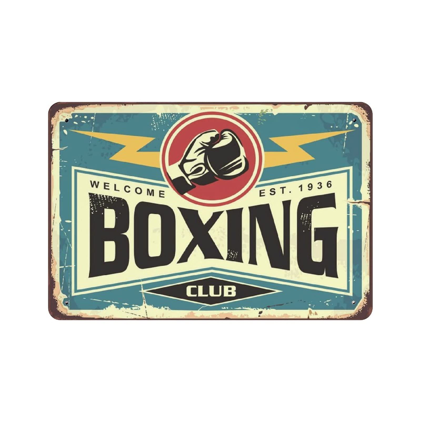 Metal Tin Sign Boxing Club Vintage Tin Poster Metal Sign Wall Decoration Country Kitchen Home Garage Decor 8"x12"