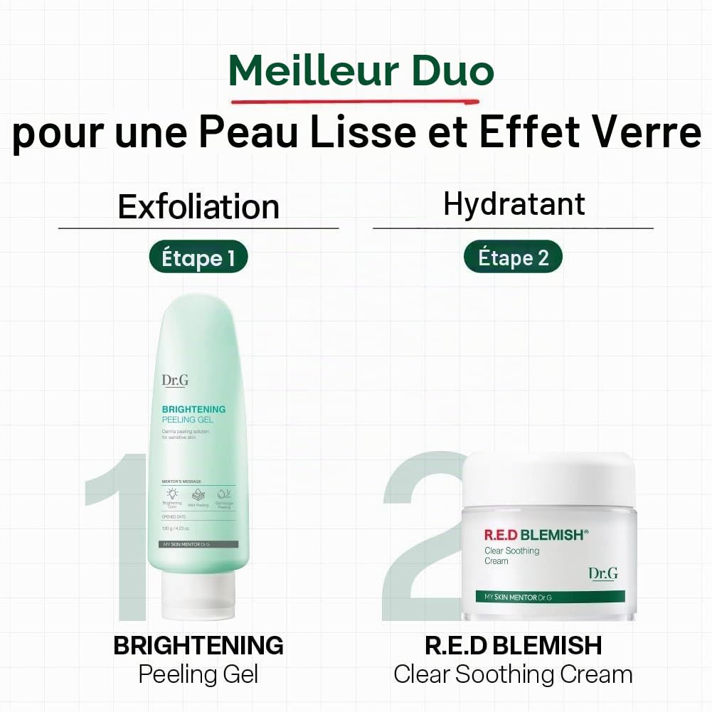 Dr.G Soin exfoliant doux sans irritation de la peau.