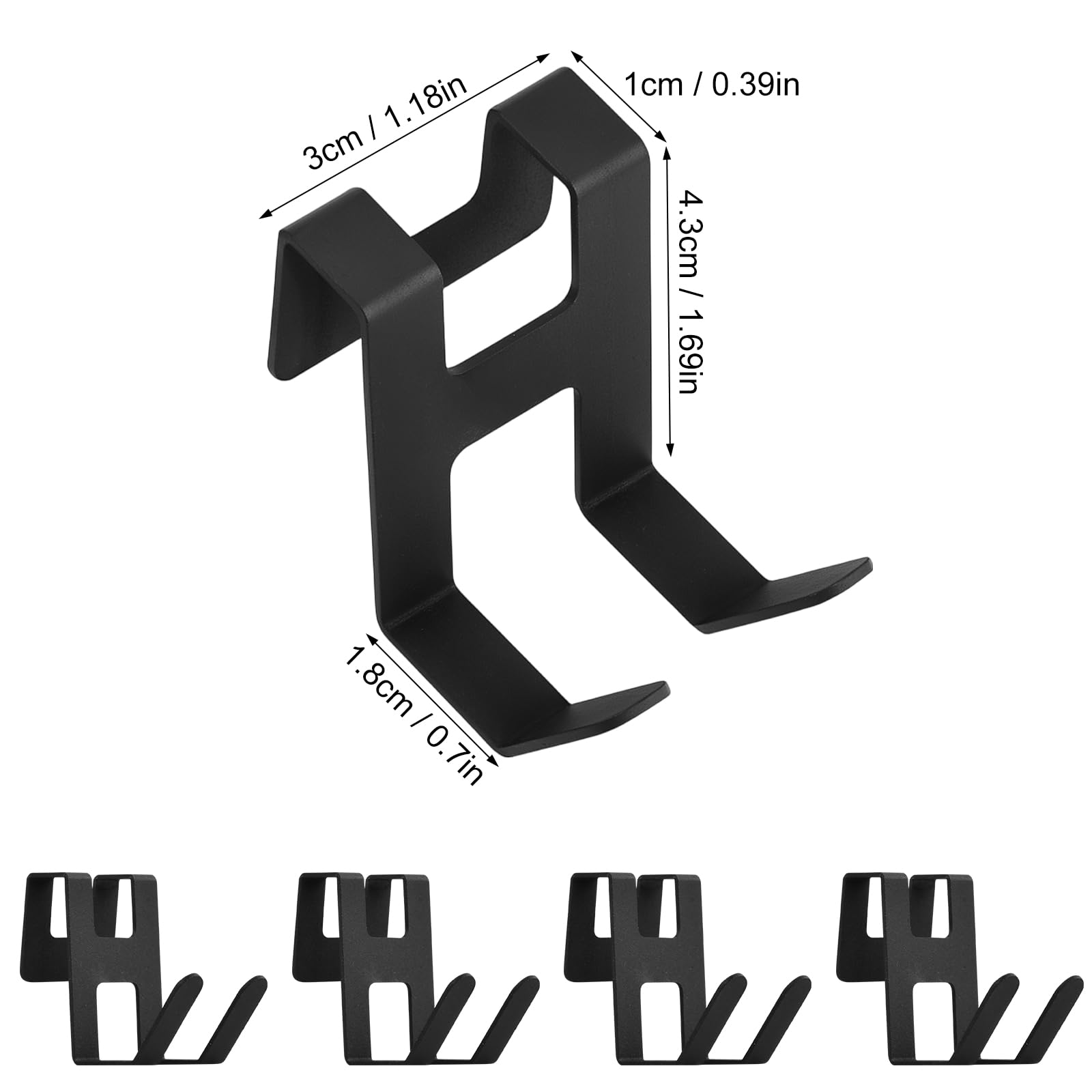 Marjoramy 4 Pack Over Door Hook,Door Back Hook Hanger,Suitable for Hanging Plant Baskets, Hook Rack is Very Suitable for Hanging Dishes,Aprons,Coats,Hats,Purses,Bags,Towels,Etc,Metal,Black - Image 2