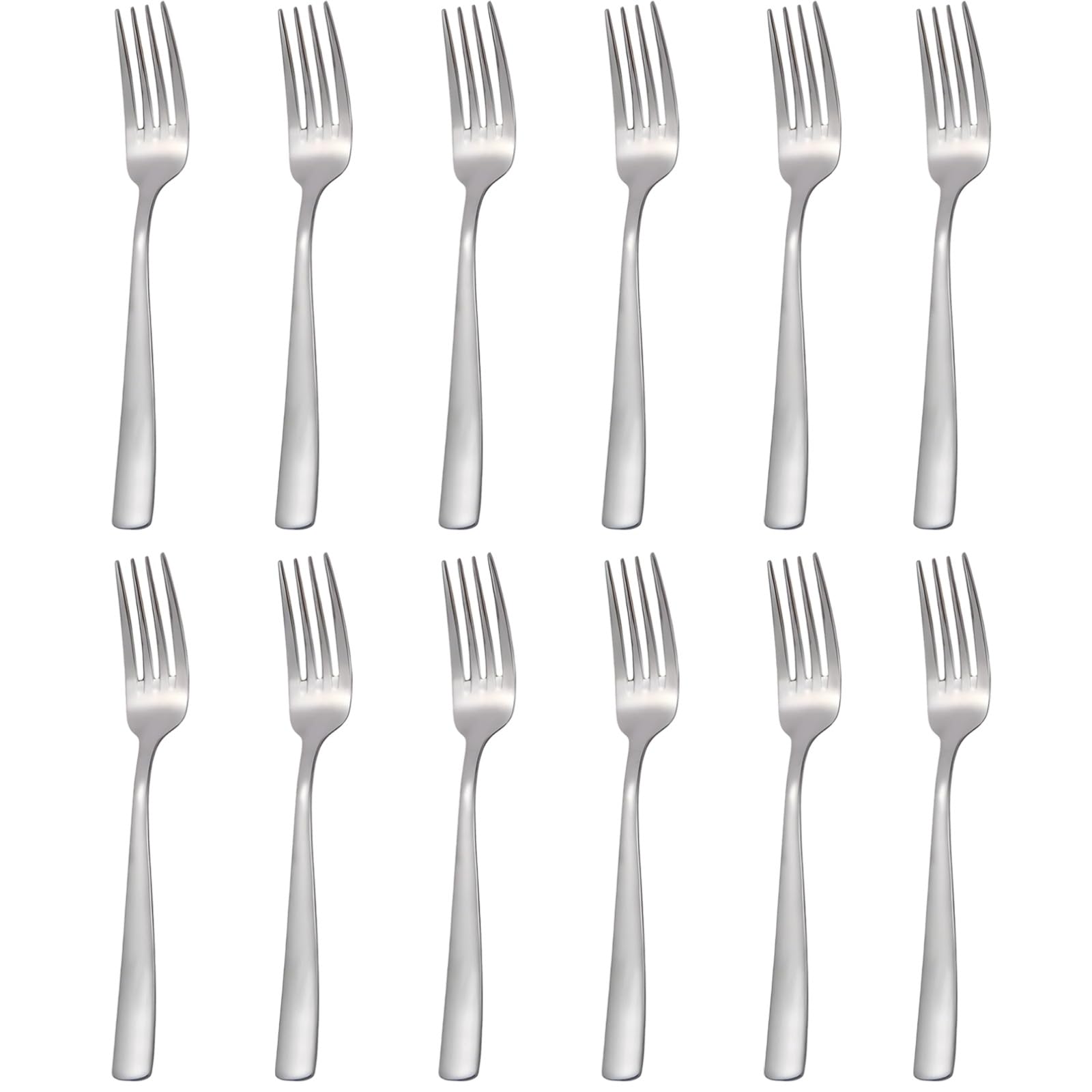 Fourchettes de table en acier inoxydable, lot de 12, 8 pouces, finition miroir, résistantes à la rouille, couverts argentés pour la maison, le restaurant, les repas quotidiens et les réceptions
