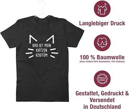 Shirtracer Damen T-Shirt Mit V-Ausschnitt - 'Das Ist Mein Katzen Kostüm' Karneval Motiv