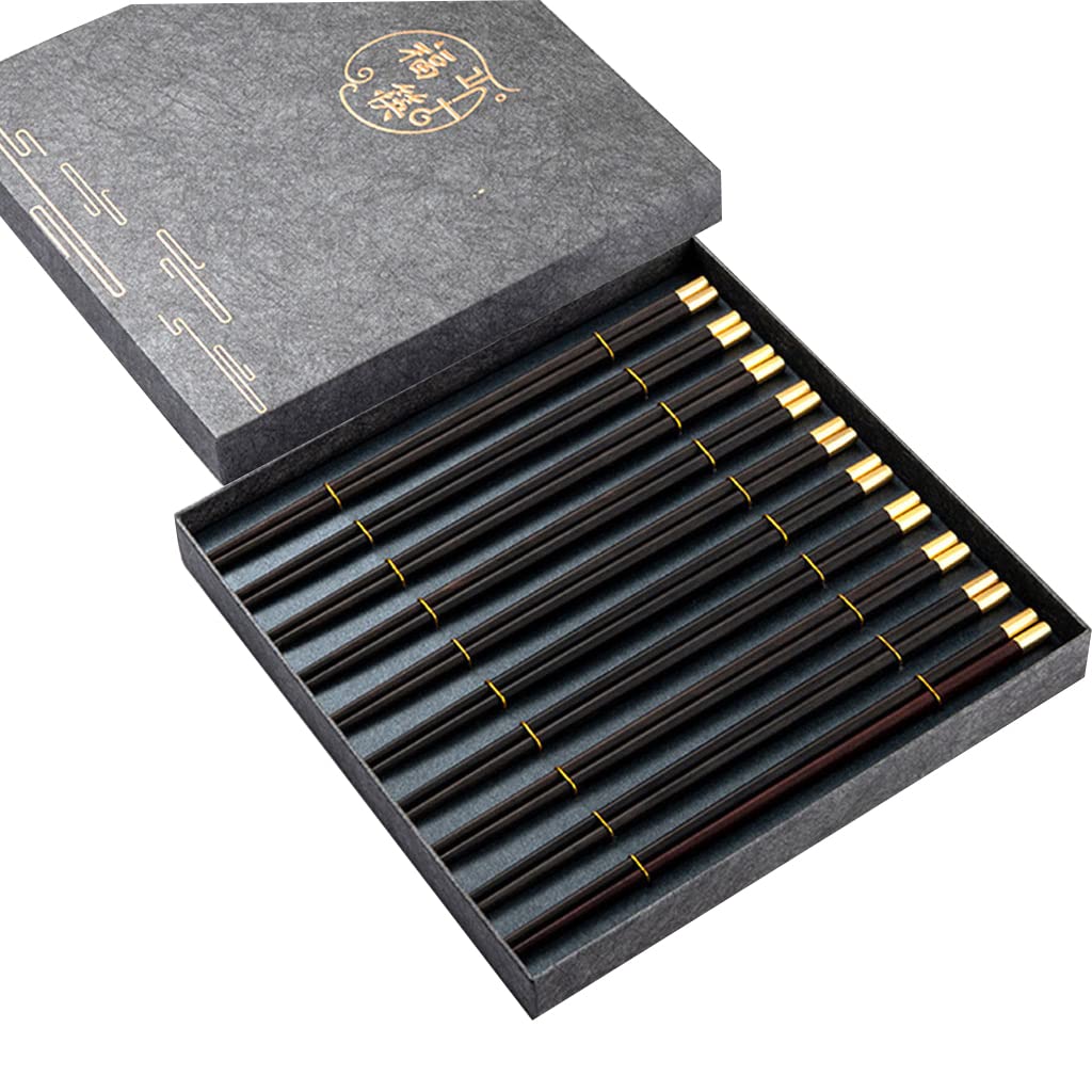 Juego de regalo de palillos de madera reutilizables con estuche, palillos japoneses, palillos chinos de lujo de madera natural, palillos de sushi antideslizantes, palillos aptos para lavavajillas