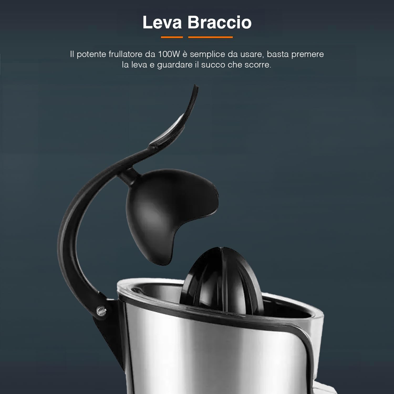 Spremiagrumi Elettrico con Piedini Antiscivolo - con 2 Coni e Beccuccio Antiscivolo, Componenti Removibili, Filtro Polpa, in Acciaio Inox e Plastica, 160W, ‎