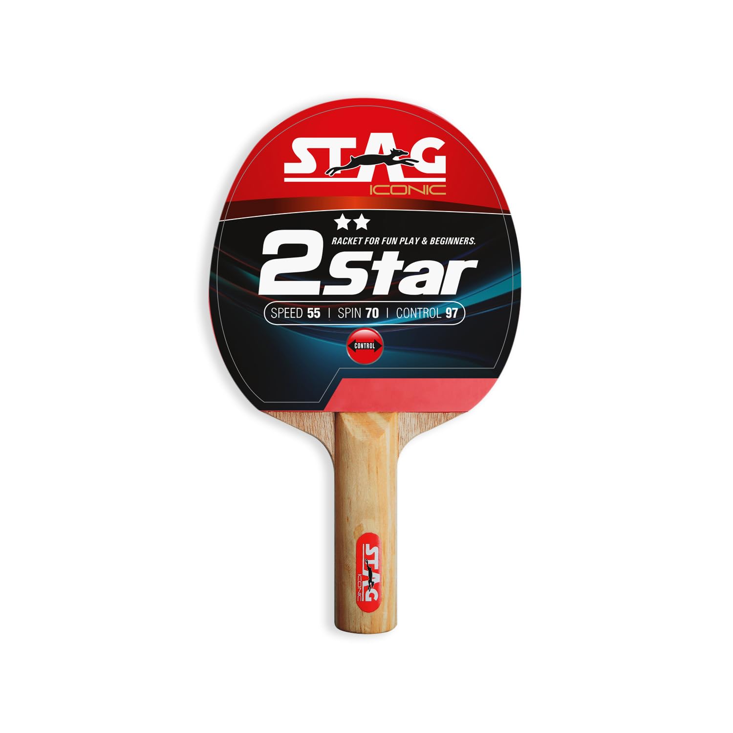 Table Tennis (T.T) Racket | Advanced TT Racquets| Black/Red Grip Designed Comfortable Wooden Table Tennis Bat - 2 Star