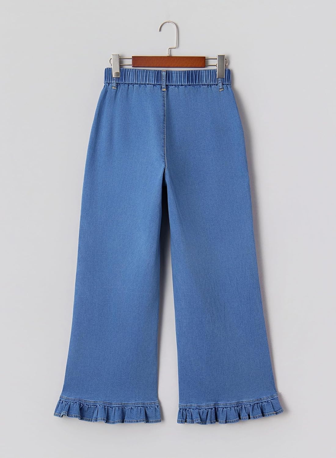 Astylish Wide Leg Jeans for Women Stretch High Wasited Baggy Trendy Denim Jean Ruffle Hem Pants - Image 6