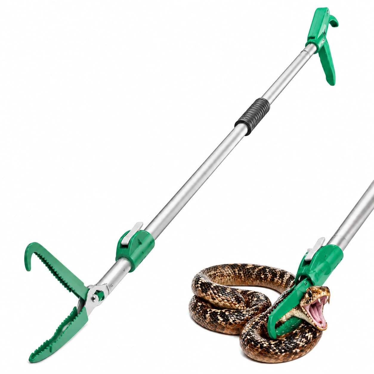78" Extendable Snake Grabber Reptile Tongs Rattle