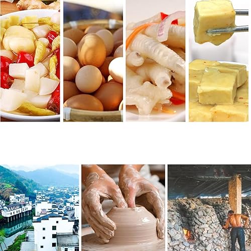 Miniatura 6 de Tarro de encurtido de porcelana china tradicional grande, olla de fermentación de cerámica natural, tarro de fermentación con sello de agua tapa