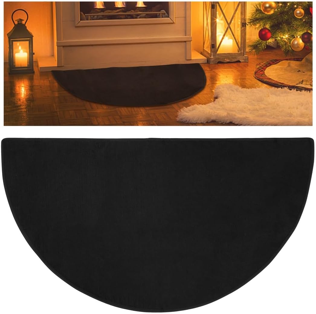 Fire Retardant Half Round Hearth Rug, 24 X 41.7 in Fireplace Mat, Double Layered Carpet for Fireplaces, Kitchens, Camping, Bbqs