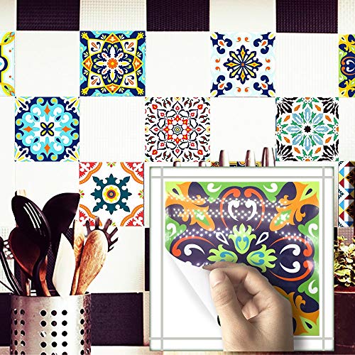 Self-Adhesive Wall Tile Decals, Peel And Stick Tile Stickers, Waterproof Backsplash Stickers For Kitchen Bathroom Decor, 6X6Inch 10Pcs, Mediterranean 01 #TOP5