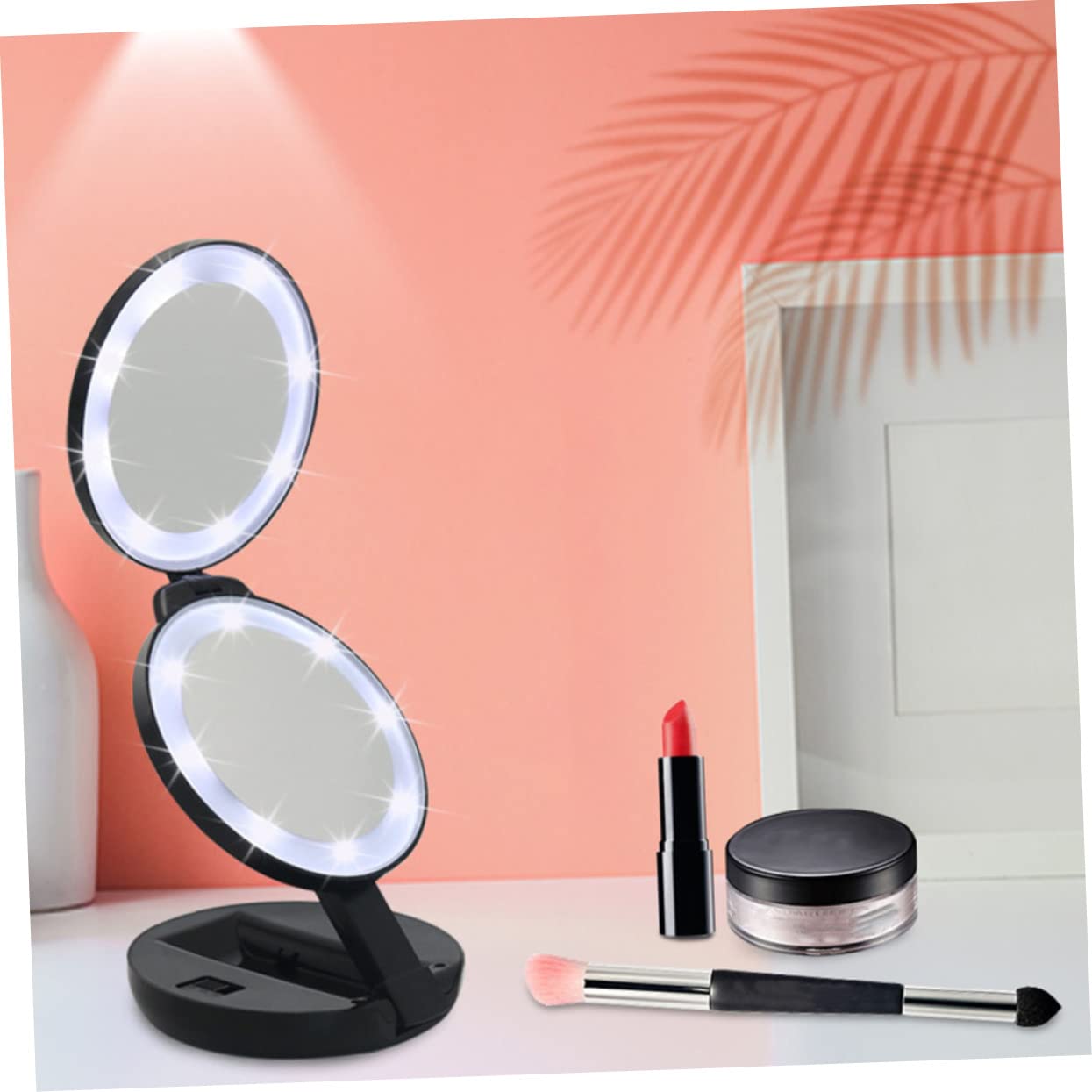 minkissy Espejo De Maquillaje Plegable Portátil y Compacto para Viajes Espejo De Bolsillo De Maquillaje De Aumento para Mujeres
