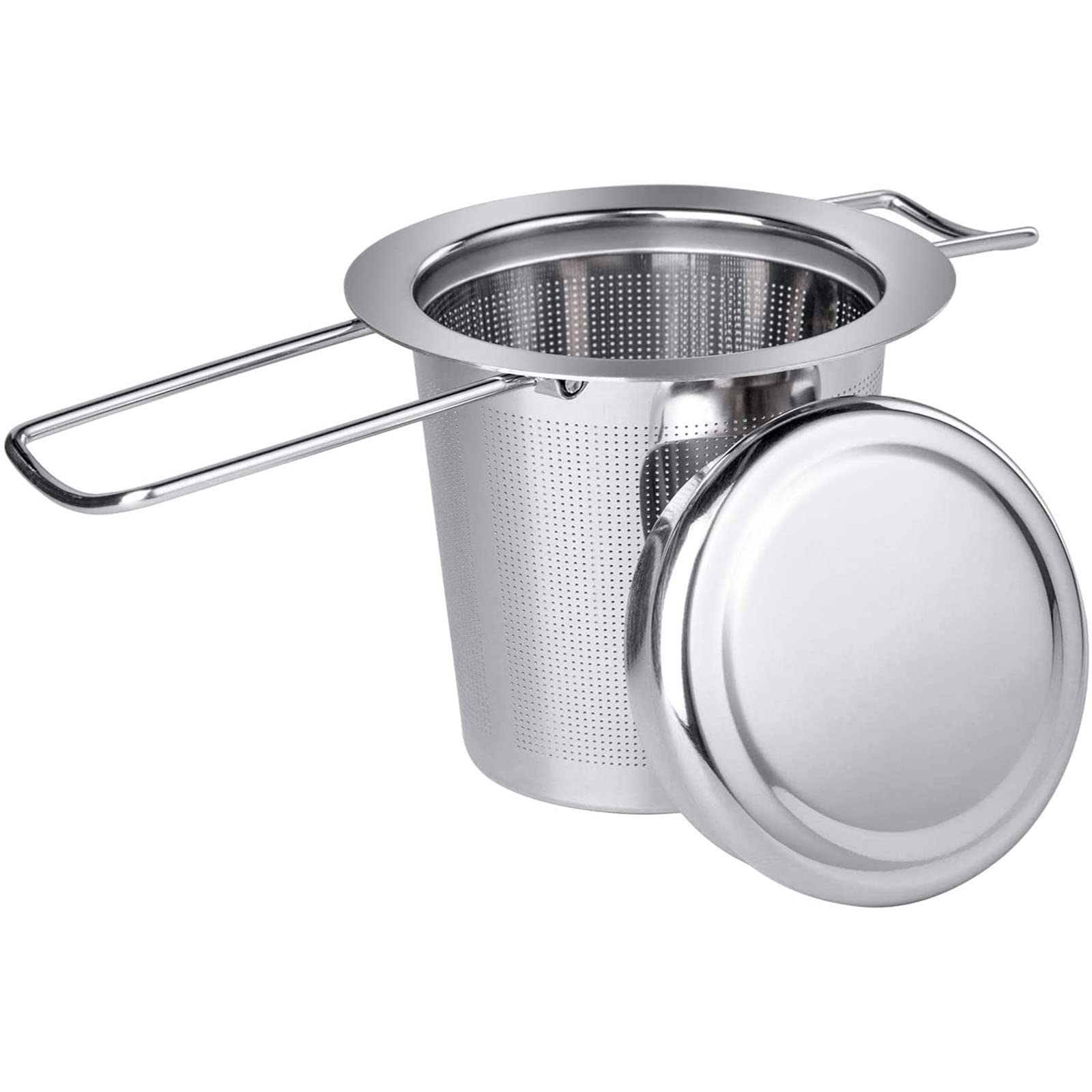 U-HOOME Tea Steeper, Extra Fine Tea Infusers For Loose Tea, 18/8 Stainless Steel Tea Strainers, Foldable Handle Tea Diffuser With Lid, Loose Leaf Tea Infusers Suitable For Cups, Mugs, Teapots (1PCS)
