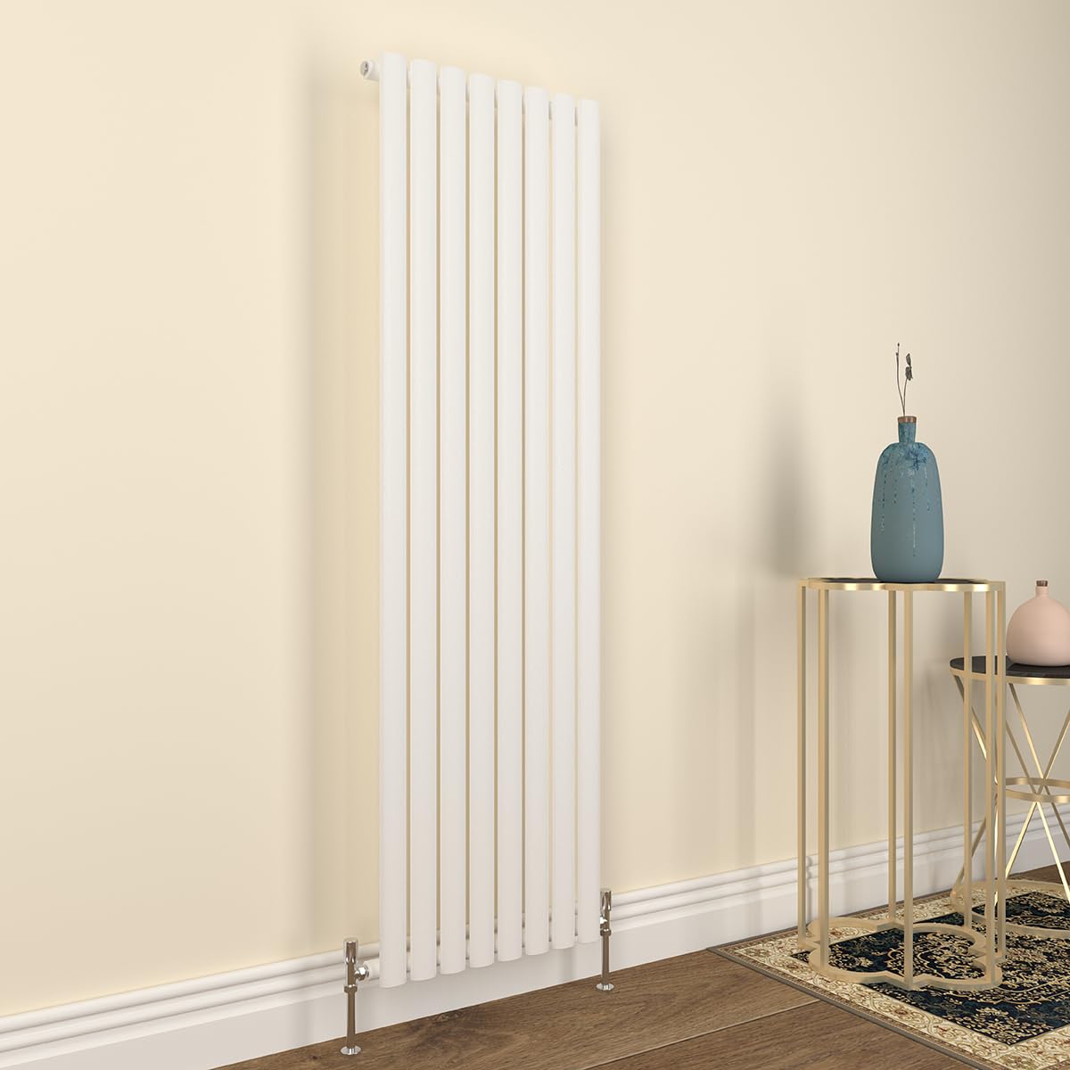 GY Bath Vertical Radiator White Oval Column Designer 1600x472mm Single Modern Central Heating Rads