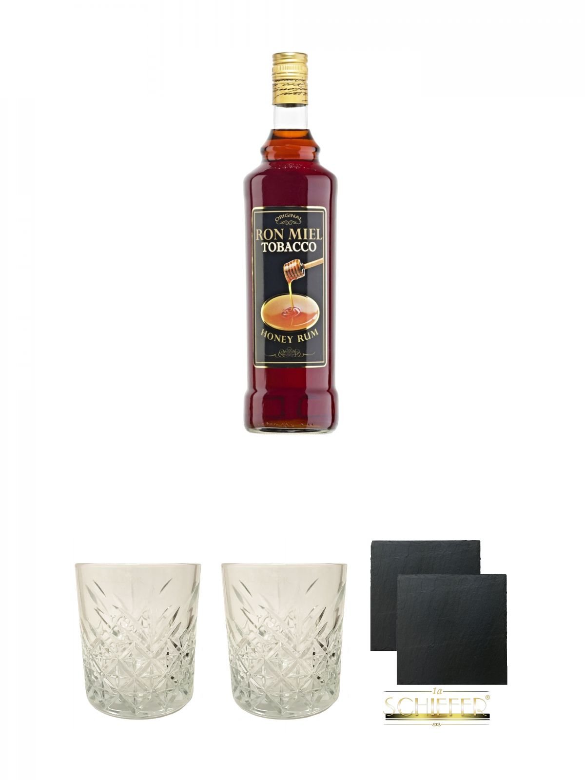 ron miel tobacco honey rum Ron Miel Tobacco Honey Rum 1,0 Liter + Rum Glas 1 Stück + Rum Glas 1 Stück  + Schiefer Glasuntersetzer eckig ca. 9,5 cm Ø 2 Stück : Amazon.de:  Lebensmittel & Getränke