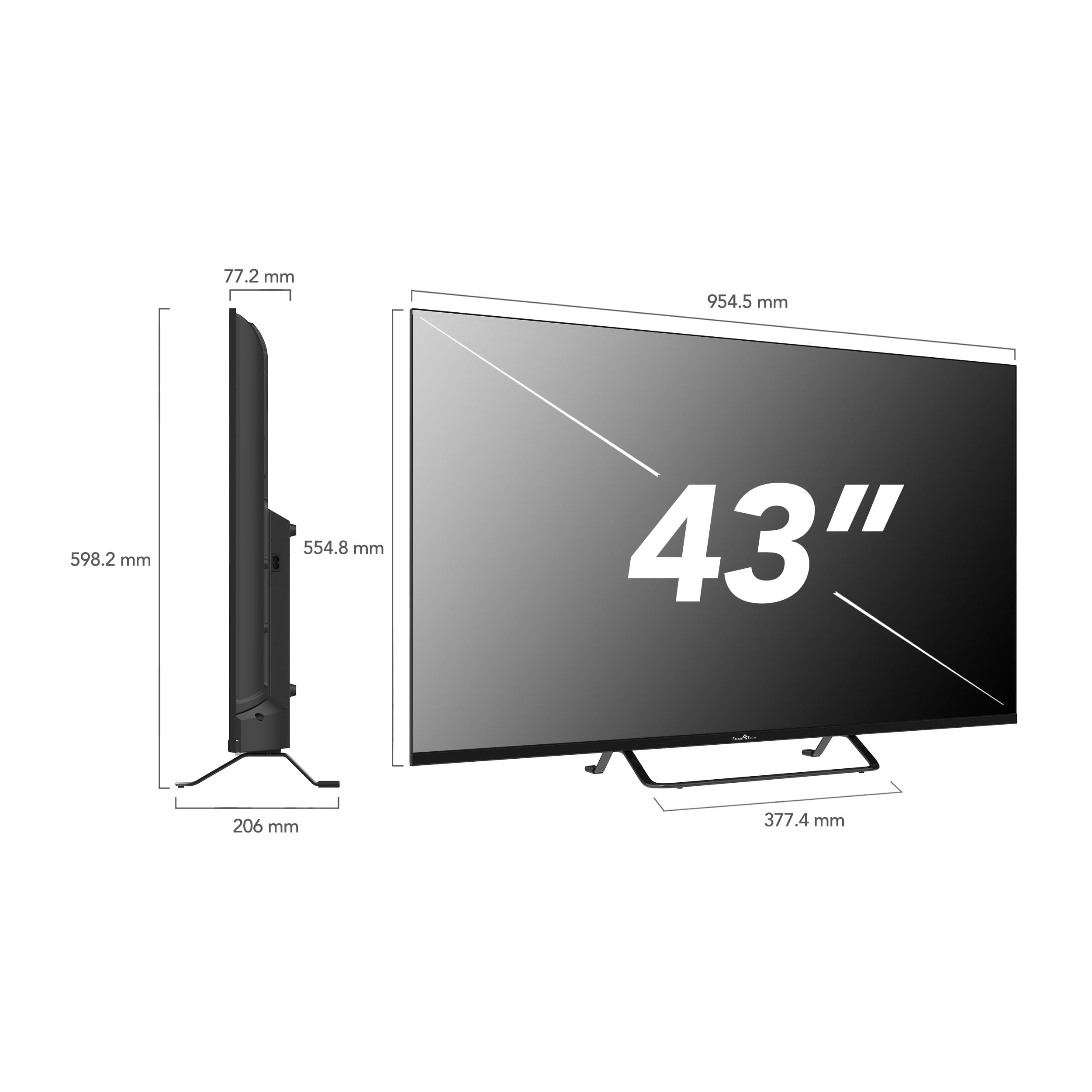 Smart Tech QLED TV 43 pulgadas Smart TV VIDAA - Televisor HDR con resolución 4K UHD, Bluetooth y sintonizador triple, 43QV02V (2026)