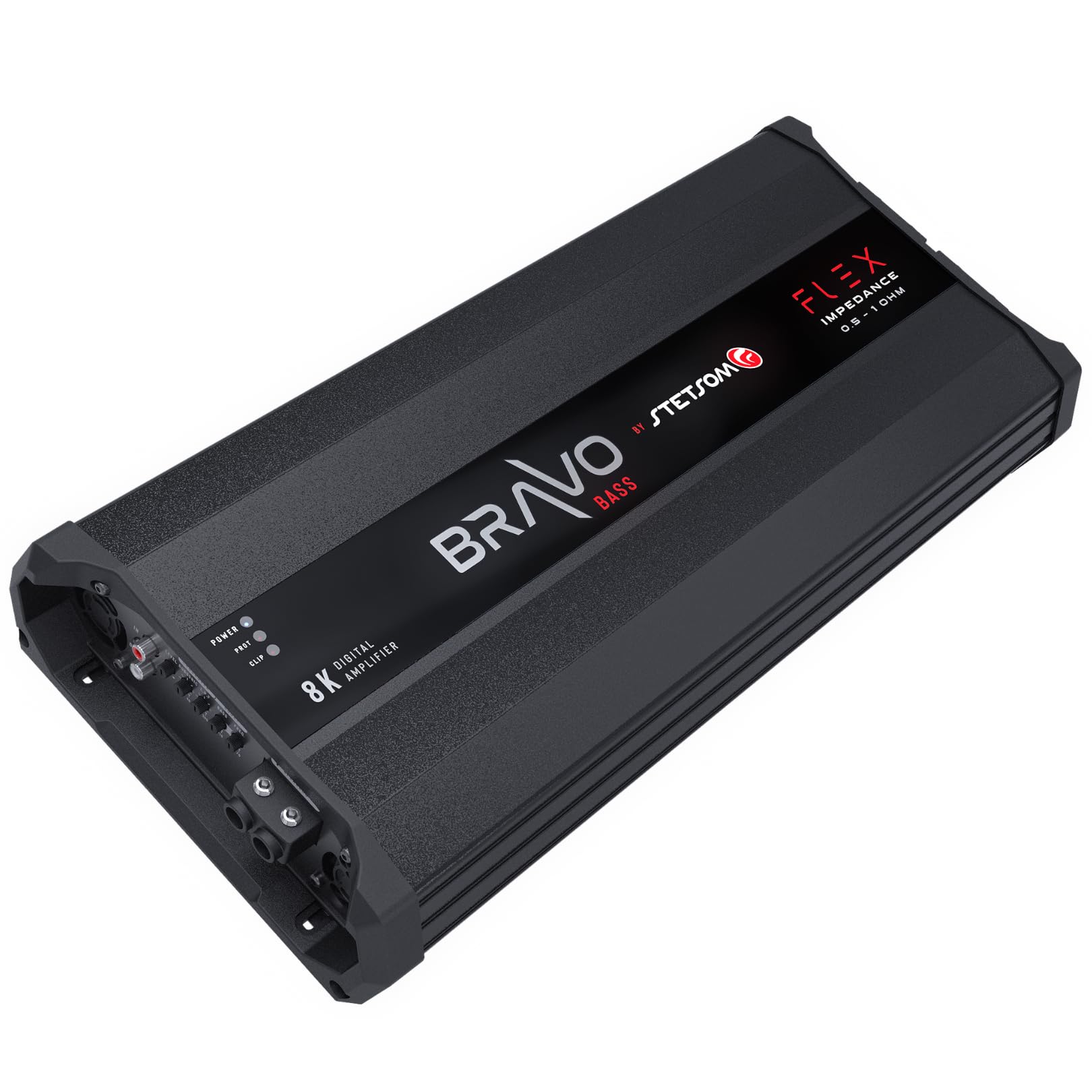 Stetsom Bravo BASS Flex 8K Mono Class D Car Audio Amplifier, Automatic Impedance System 0.5 to 1 Ohms, Monoblock, 8000 Watts RMS at Variable Impedance, 8000x1, Smart Multi-impedance Subwoofers Amp