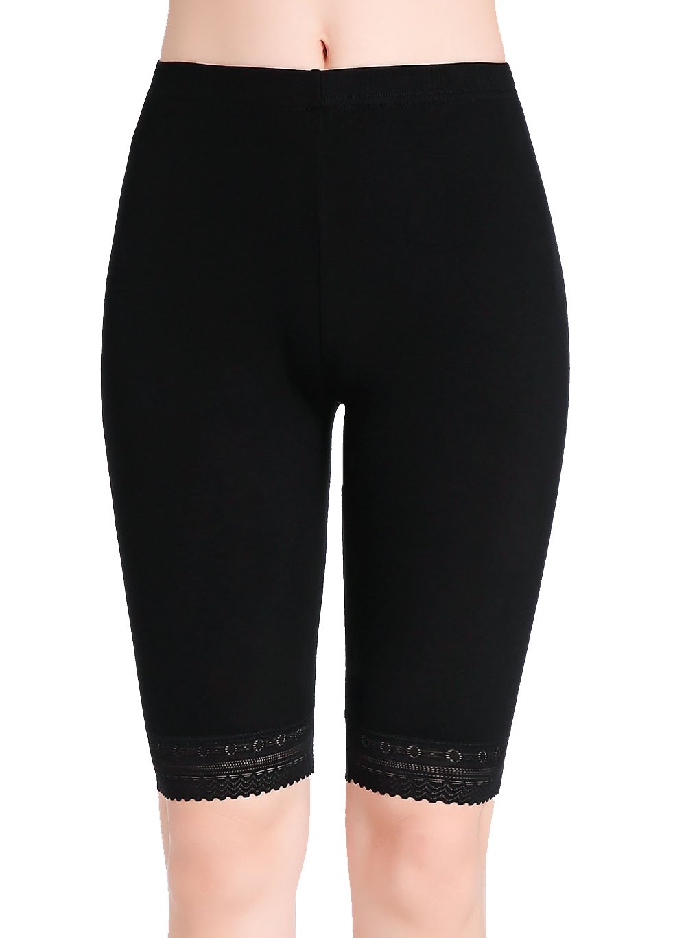 Women Under Skirt Pants - Soft Stretch Knee Length Leggings - Lace Trim Leggings X-Large