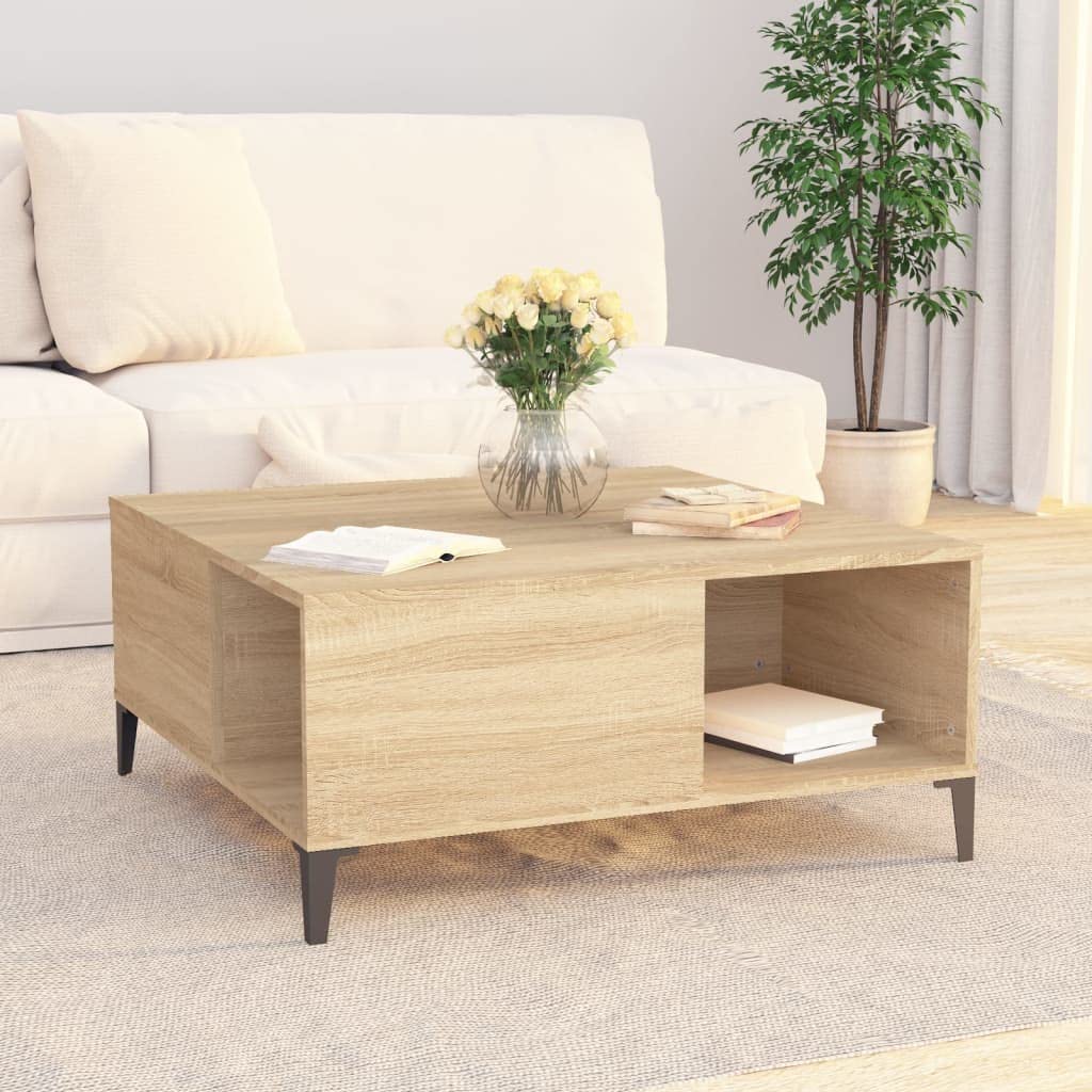 Stolik kawowy do salonu Sonoma 80 x 80 x 36,5 cm, drewno wielowarstwowe | Minimalistyczny design, duża przestrzeń do przechowywania, gładka powierzchnia, odporna na wilgoć, łatwy montaż