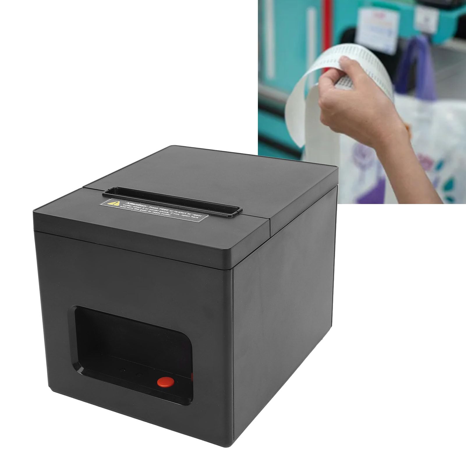 GOWENIC 80mm Thermal -Quittungsdrucker, POS -Quittungsdrucker mit USB- und Bluetooth -Verbindung, Unterstützung bei der Geldschublade, Grafikdruck (EU-Stecker)