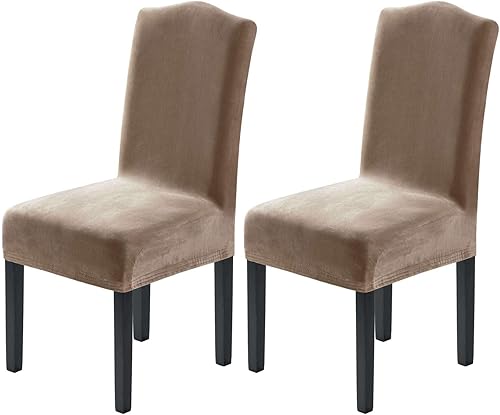 Miniatura 55 de H.VERSAILTEX Juego de 4 fundas elásticas para sillas de comedor, fundas protectoras para sillas Parson, tela de terciopelo sólido suave y gruesa
