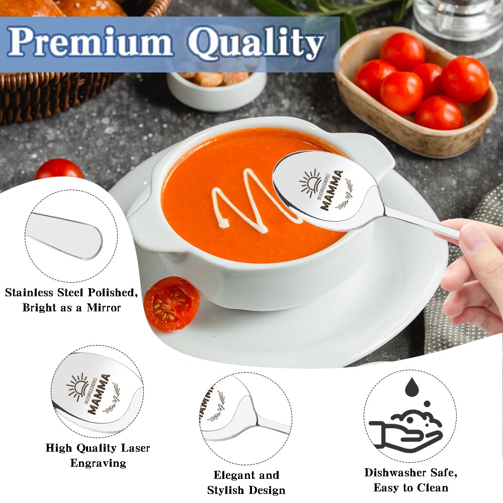 Cucchiaio Regalo Per Mamma - In Acciaio Inox, Inciso 'Mamma', Per Dessert, Tè, Compleanno O Natale