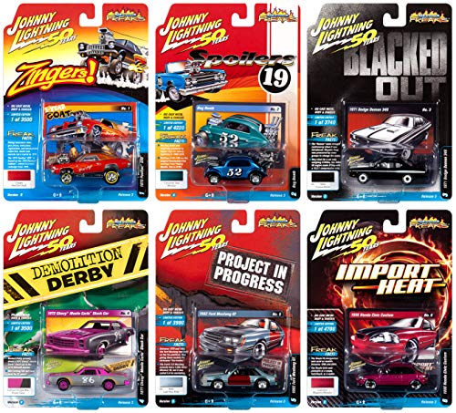 Johnny Lightning Street Freaks 2019 Set B - Die Cast Car 6-Pack - Collectible Model Muscle Cars for Kids and Adults - Limited Edition