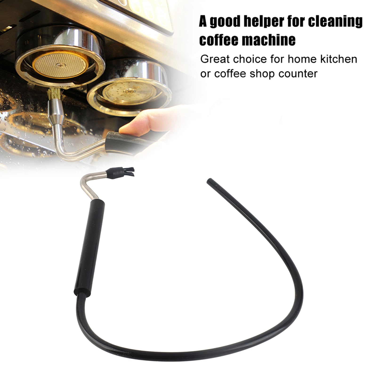 Cepillo de limpieza para cafeteras, cepillo de vapor a alta presión con cabezales de nylon y acero titanizado, manguera ajustable de 29,5 pulgadas con conectores dobles de