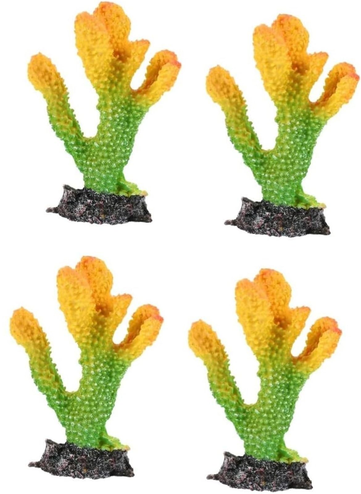 Decorazione Acquario Piante acquatiche, Decorazione for Acquario in Resina, Corallo, Decorazione for barriera corallina Marina, Multicolore, 14x10,5x4 cm, Confezione da 4(Green)