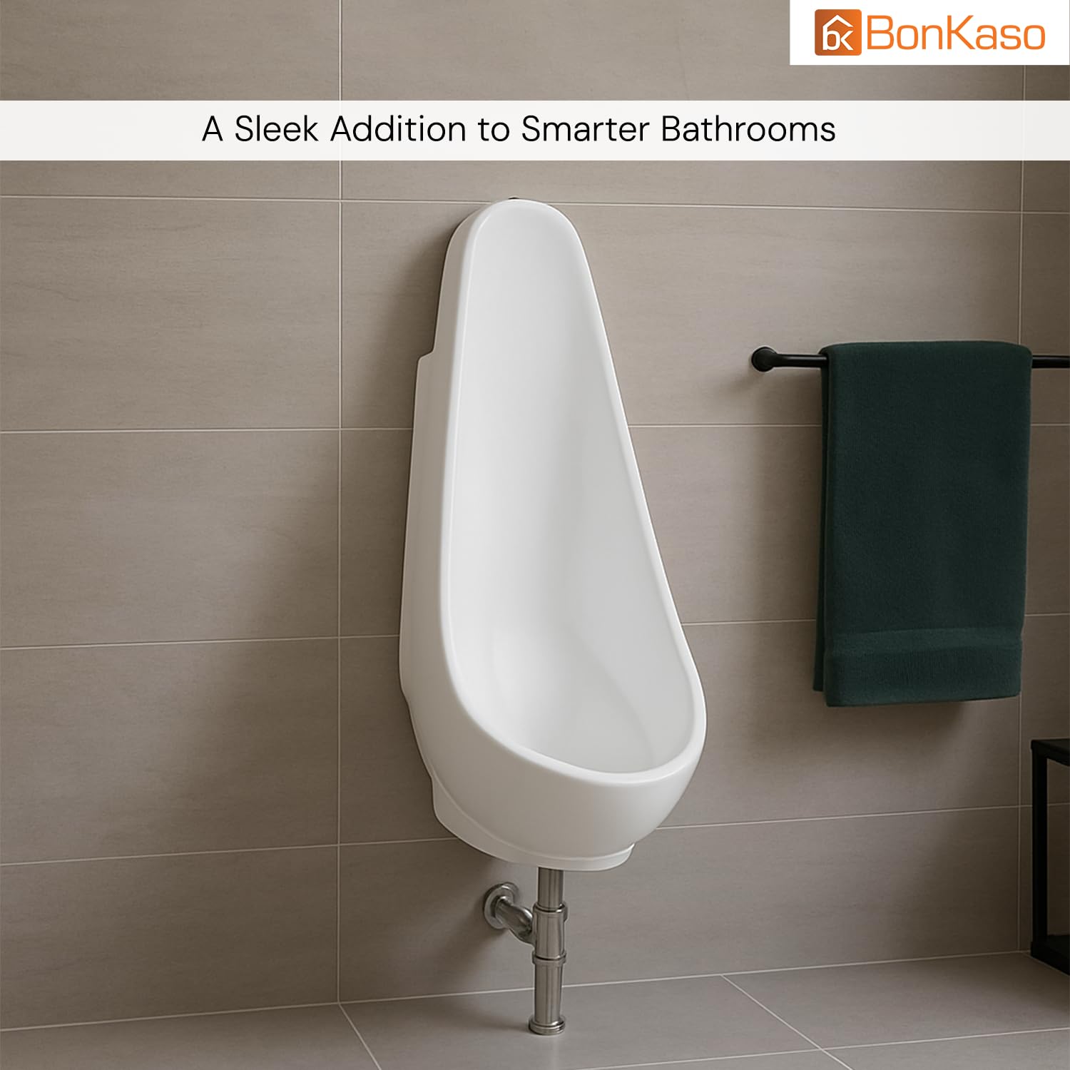 BonKaso White Ceramic Wall Mount/Hung Urinal for Men and Boys | Size (12.4 x 10 x 20 Inches) | Premium Designer Urinal Pot for Gents | Modern Sanitary Ware for Bathroom/Washroom/Toilet