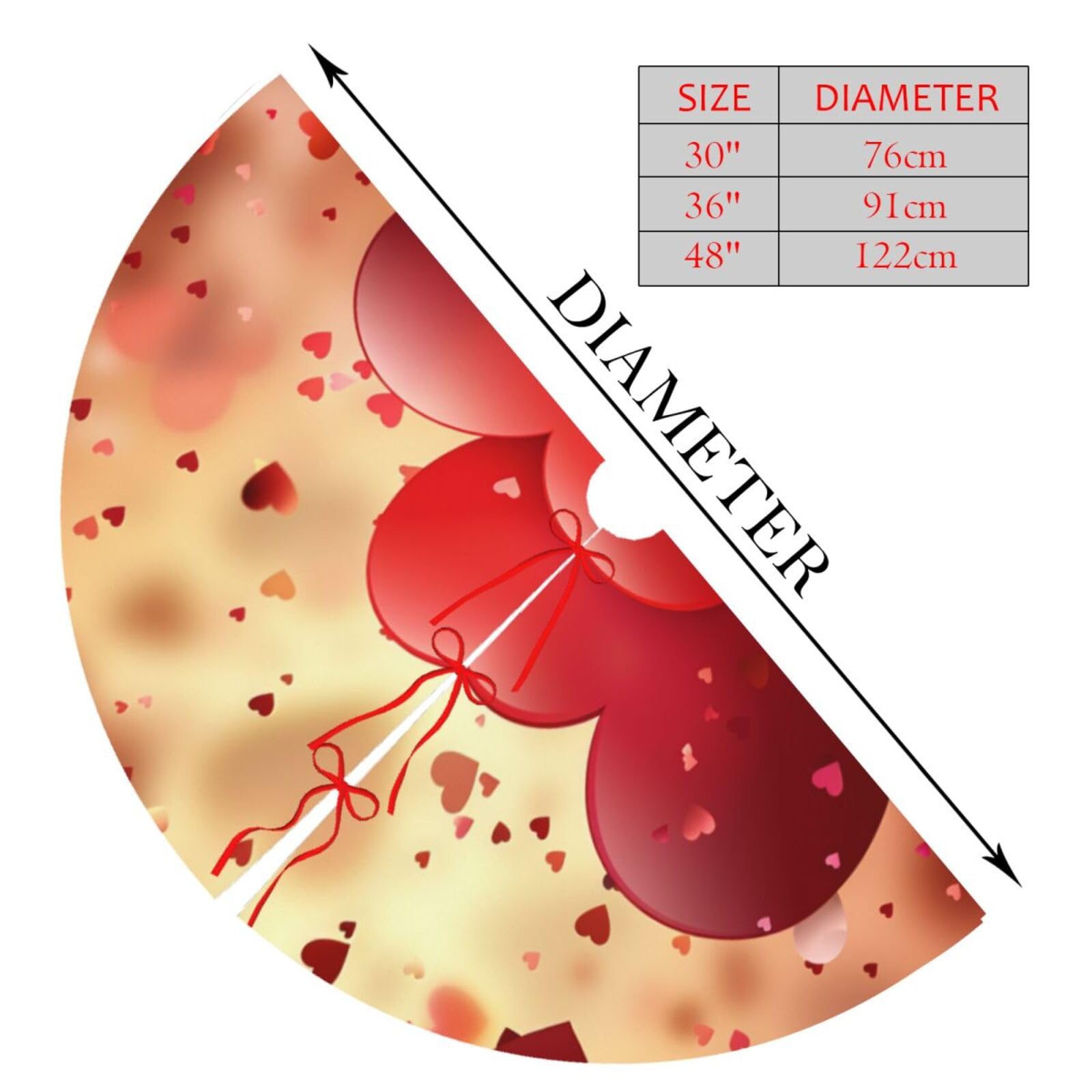 Dewoofly Happy Valentine's Day Love Red Pink Glitter Love Floral Tree Skirts Xmas Ornaments, Red Heart Tree Mat for Christmas Party Holiday All Occasions 30