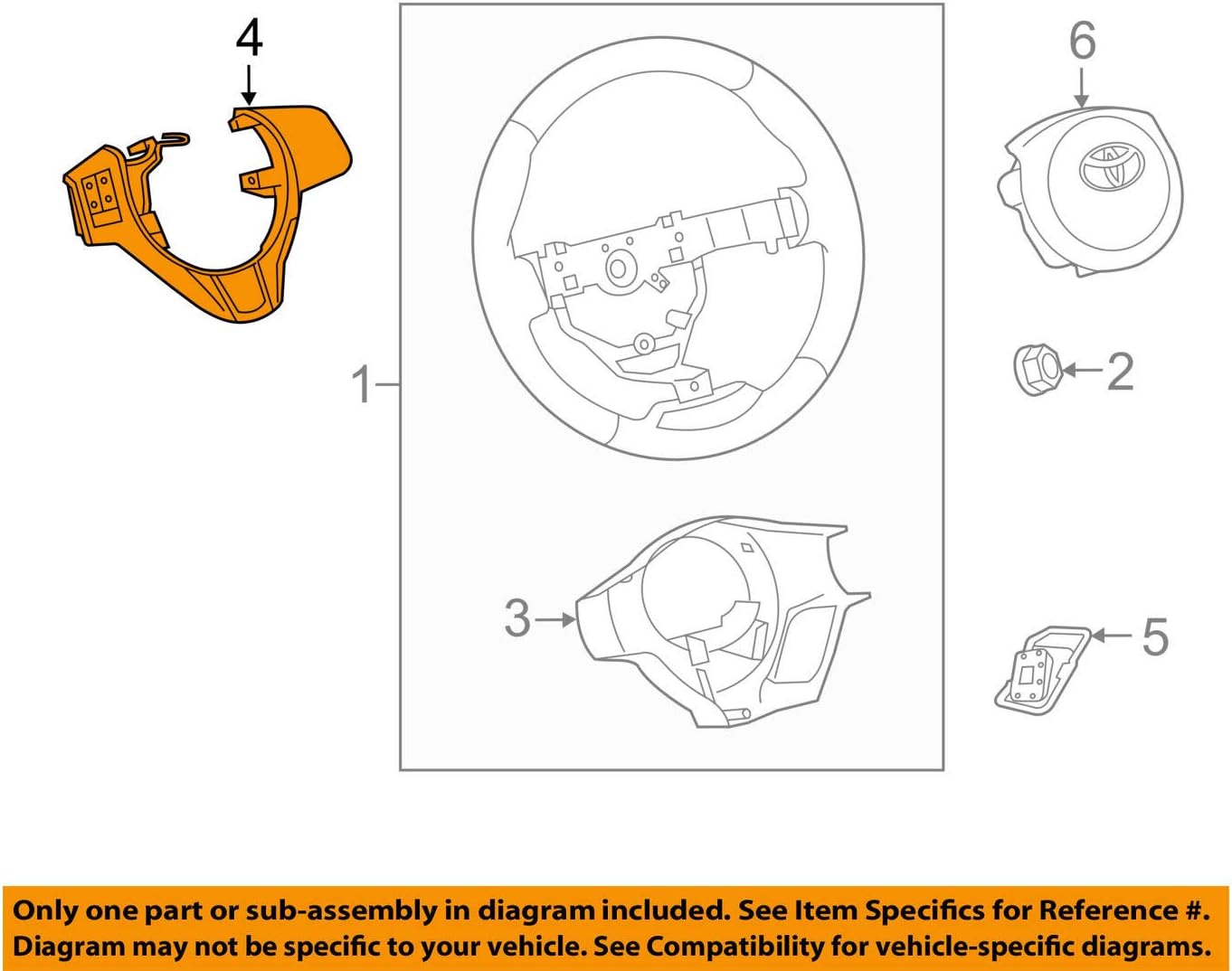 Genuine Toyota 842500D020B1 Steering Pad Switch Assembly